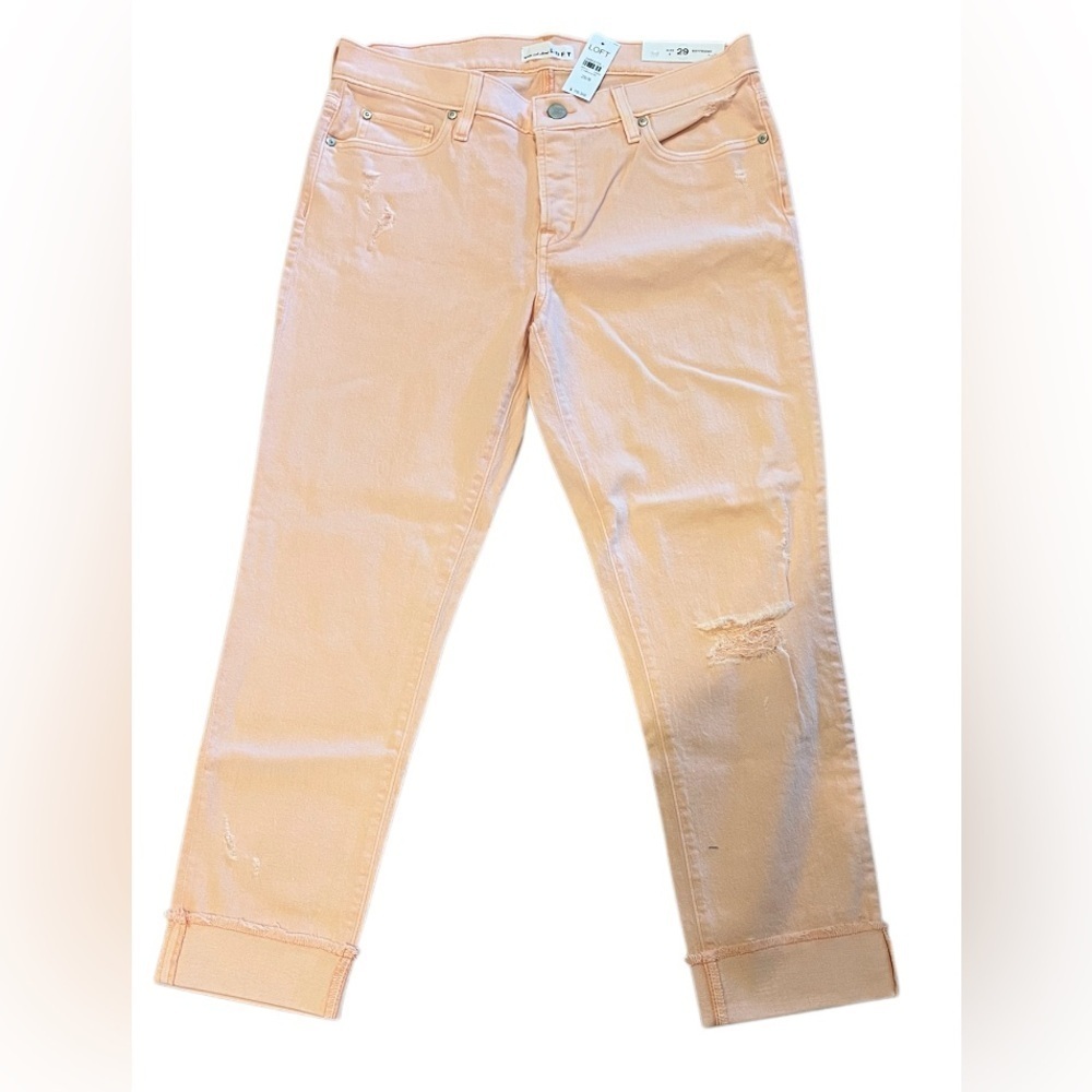 LOFT Peach Ankle Jeans, Distressed, NWT, 29/8